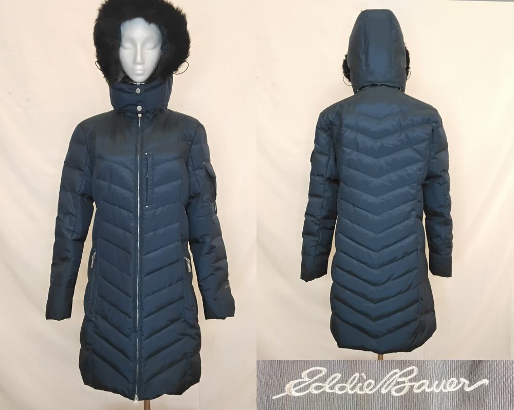 Eddie Bauer Down Coat Women's L Blue Lined #J6037